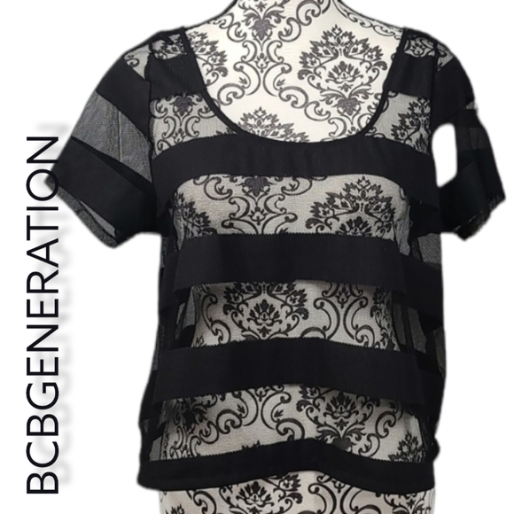 BCBGeneration Mesh Striped Top - Picture 3 of 9